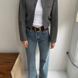 Checkered bomber jacket with suede detailing