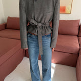 Grey speckered Belted blazer