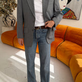 Vintage 70s blazer in grey with blue detailing