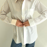 Contrasted shirt in yellow and white