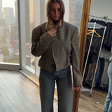 Plaid cinched cropped blazer