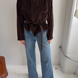 Belted blazer in Brown Corduroy