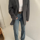 Grey pinstriped blazer