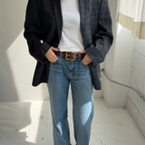 Contrasted blazer in dark grey and blue checkered (Express shipping)
