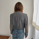 Checkered bomber jacket with suede detailing