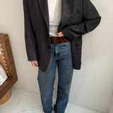 Grey plaid and speckered contrasted blazer