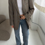 Checkered cashmere and wool piece