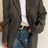 Grey and houndstooth contrasted blazer