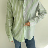 Contrasted shirt in green tones
