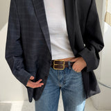 Contrasted blazer in dark grey and blue checkered (Express shipping)