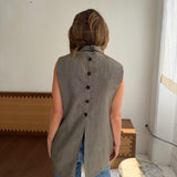 Stunning button back vest in plaid