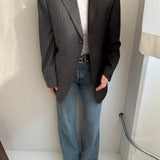 Grey and dark grey warm pinstriped contrasted blazer