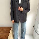 Contrasted blazer in dark blue and grey