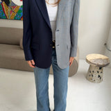 Contrasted blazer in blue solid and checkered (Express shipping)