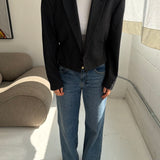 Dark speckered Cinched waist cropped blazer