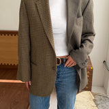 Contrasted blazer in sand houndstooth and brown textured (Express shipping)