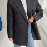Double-breasted grey blazer