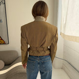 Belted blazer in houndstooth