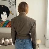 Speckered brown belted blazer