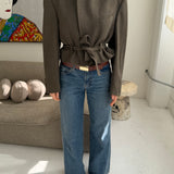 Speckered brown belted blazer