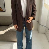 Houndstooth pale brown with light blue overcheck blazer