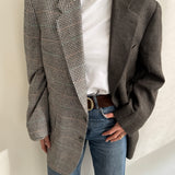 Contrasted blazer in silk and wool mix