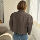 Cropped boxy blazer in olive green