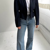 Cinched waist cropped blazer in Navy