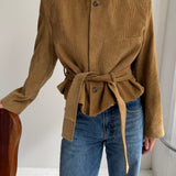 Belted blazer in Khaki corduroy