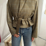 Belted blazer in Yellow checkered