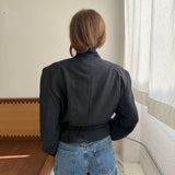 Belted blazer in Blue small checkered