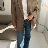 Thick wool beige blazer with elbow patches