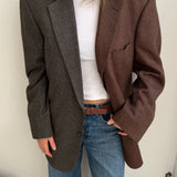 Contrasted blazer in red speckered and deep green plaid