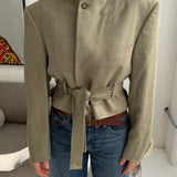 Belted blazer in pale speckered
