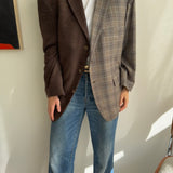 Two toned blazer in grey and chocolate brown