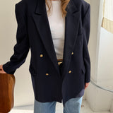 Navy double-breasted blazer