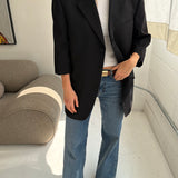 Long boxy blazer in black