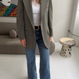 Beautiful houndstooth blazer with green and yellow