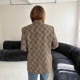 Double breasted patterned brown blazer