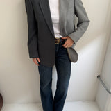 Blue and plaid contrasted blazer