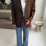 Contrasted blazer in blue solid and checkered (Express shipping)