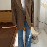 Contrasted blazer in brown houndstooth mix (Express shipping)