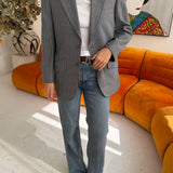 Vintage 70s blazer in grey with blue detailing