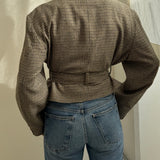 Houndstooth belted blazer in wool