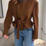 Belted blazer in brown