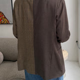 Contrasted blazer in brown Speckered and yellow houndstooth (Express shipping)