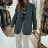 Deep green/blue button back blazer
