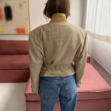 Belted blazer in light yellow houndstooth