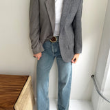 Contrasted blazer in pale blue and grey tones