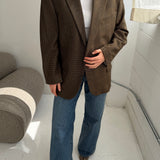 Contrasted blazer in brown plaid and brown houndstooth  (Express shipping)
